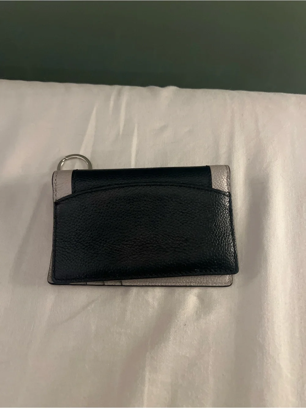 kate spade Black and Taupe Leather Key Card Wallet with Key Ring - Picture 2 of 3